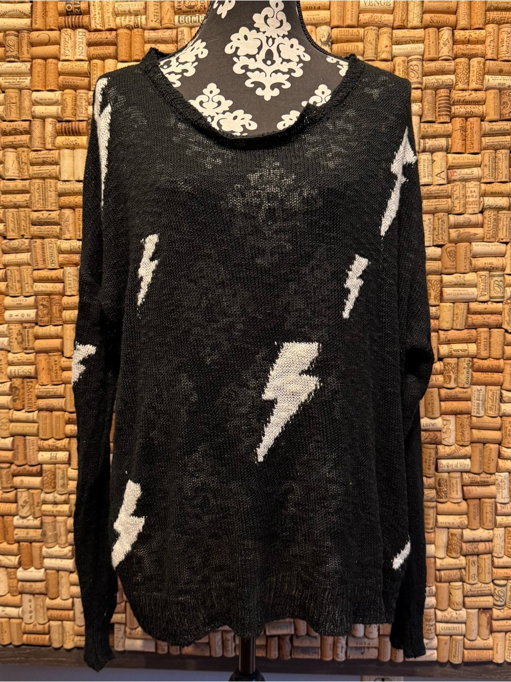 Black Lightning Bolt Knit Sweater